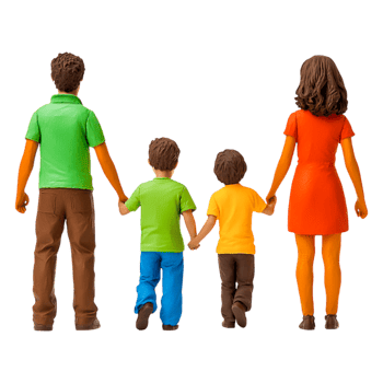 Family Holding Hands Together in Colorful Outfits Against png
