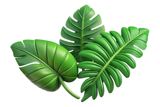Three Dimensional Render of Lush Green Monstera Leaves on Black Background png