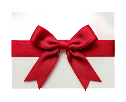 Elegant red bow on gift box with ribbon for celebrations and special occasions, cut out png