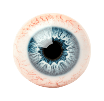 Detailed human blue eye with veins close-up, cut out png