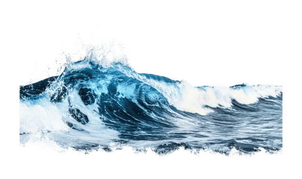 Majestic ocean wave crashing with intense power and grace, cut out png