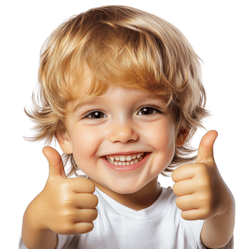 Happy young child smiling giving a thumbs up png