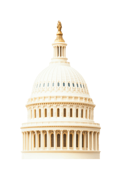 Iconic united states capitol dome architecture, cut out png