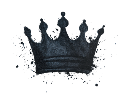 Grunge-style black crown with paint splatter design, cut out png
