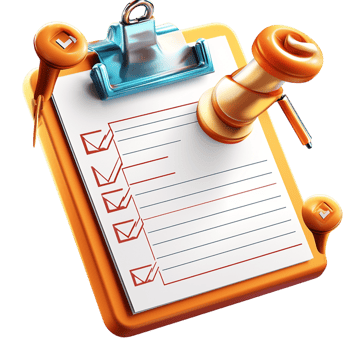 Wooden clipboard a checklist a judges gavel orange clips png