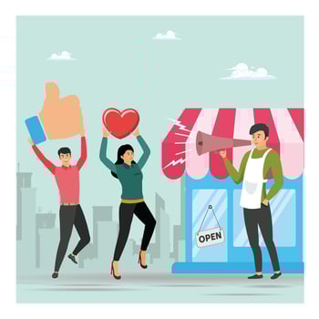 Customer loyalty or retention, marketing strategy for returning customers. vector