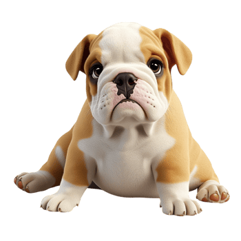 Adorable bulldog puppy sitting a curious innocent expression png