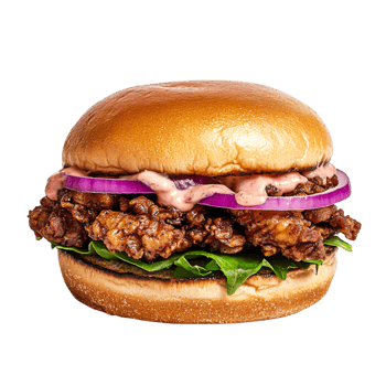 Juicy Fried Chicken Sandwich with Fresh Lettuce and Red Onion Slices png