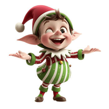Playful Christmas elf dressed in a green red outfit a cheerful smile png