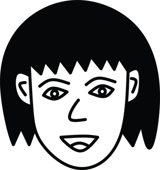 Black and White Line Art Illustration of a Smiling Person's Face png