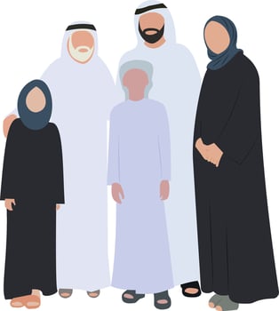 Arab family in traditional clothes illustration vector