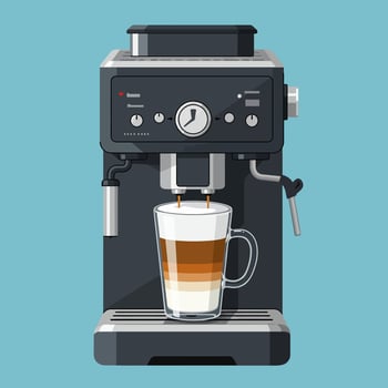 Coffee machine pouring latte illustration vector