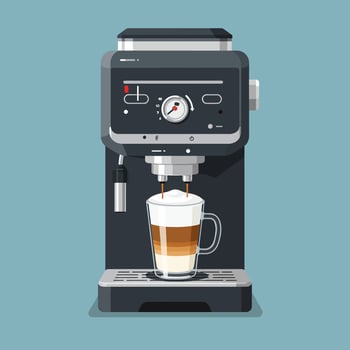 Espresso Machine Pouring Latte - Illustration vector