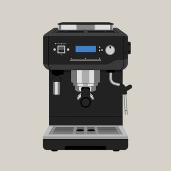 an espresso machine is shown on a gray background vector