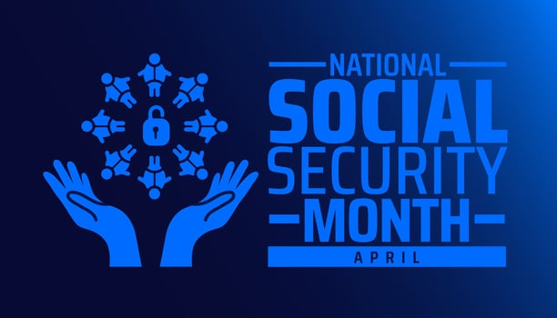 National Social Security Month background banner or poster design template. observed every year in April. Holiday concept. Use to any Template, card, poster, placard, template. vector