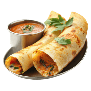 Delicious Dosa Culinary Exploration on transparent background. png