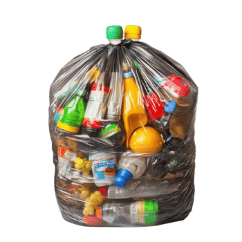 Full Plastic Garbage Bag Waste Image on transparent background. png