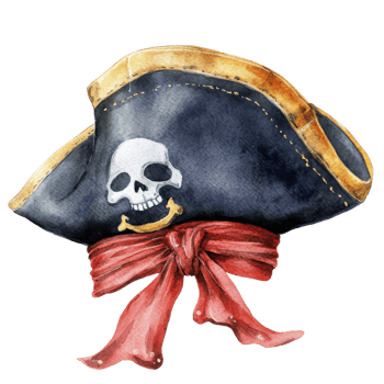 Watercolor Pirate Hat Clipart Image on transparent background. png