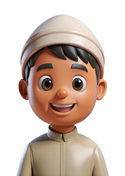 Adorable 3D Render of a Smiling Muslim Boy Wearing a Traditional Kufi Cap png