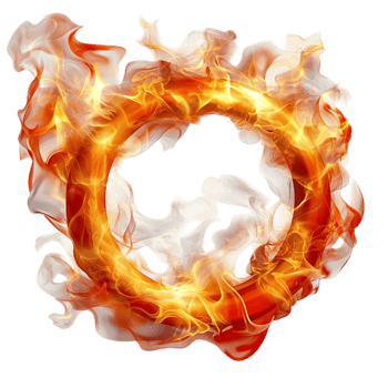 Fiery burning ring bright orange yellow flames swirling png