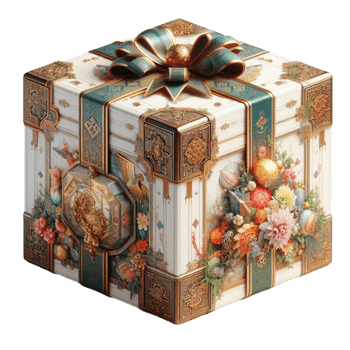 Vintage Gift Box with Ornate Patterns png