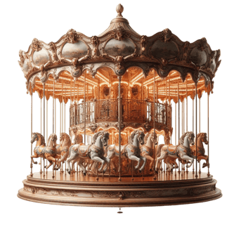 Victorian-Style Wooden Carousel with Ornate png