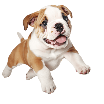 Playful bulldog puppy running excitement png