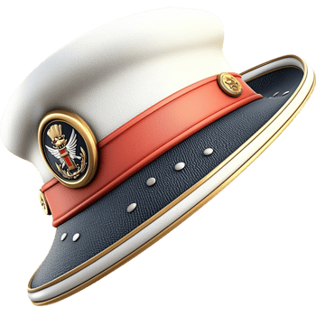 Elegant navy white captain hat golden details png