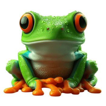 Cute Green Frog with Large Eyes png