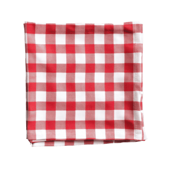Red White Checked Picnic Napkin Closeup on transparent background. png