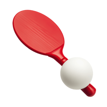 Red Paddle and Ball Summer Beach Fun on transparent background. png