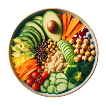 Fresh vegetables with a variety of fruits on transparent background png
