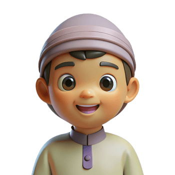Adorable 3D Render of a Smiling Young Boy Wearing a Traditional Muslim Hat and Clothing png