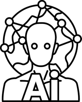 man with eyes and a face with a background In black and white line style vector