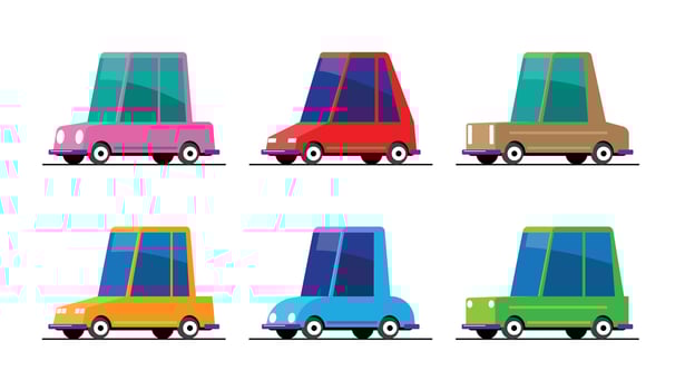 Set of Colorful Cartoon Cars Vehicles vector