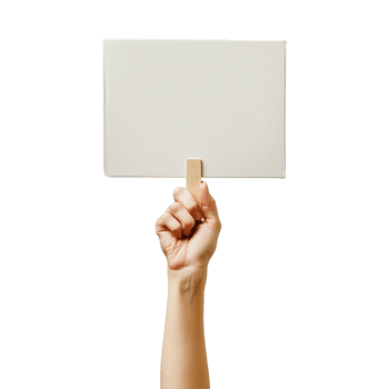 A hand holding a blank sign a simple protest image, perfect for demonstrations, activism, or social justice campaigns png