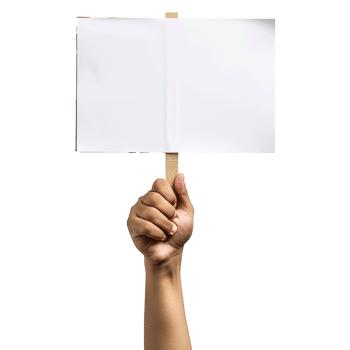 A Person Holding a Blank White Sign for Protests or Demonstrations png