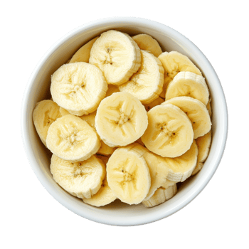 Ripe Banana Slices Bowl Fresh Fruit on transparent background. png