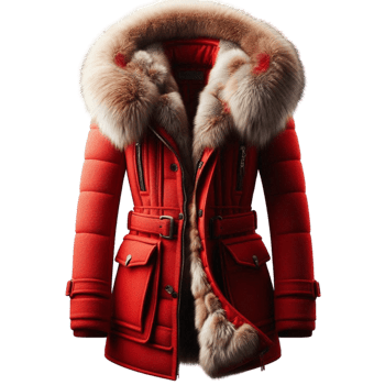 Luxurious Red Fur Coat Winter Fashion png