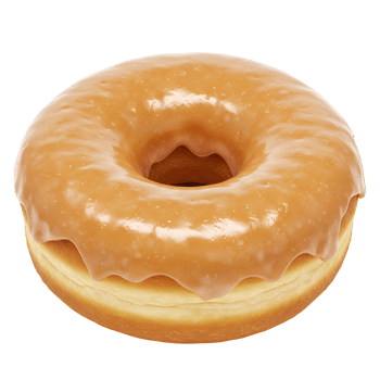 A single glazed donut with a hole in the center on a plain setting with a simple presentation style transparent background png
