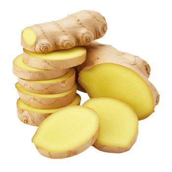 Arrangement of sliced and whole ginger root on a plain surface showcasing its texture and color transparent background png