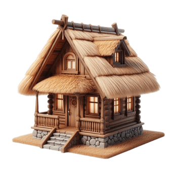 Rustic Log Cabin in Nature png