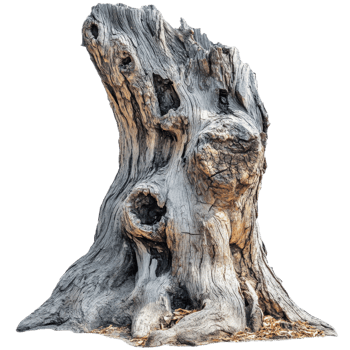 Natures Art Intricate Tree Trunk Carvings on transparent background. png
