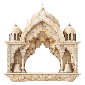 Intricate Beige Marble Archway with Islamic Architectural Design Elements png