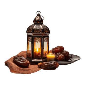 Ramadan Kareem Festive Still Life with Lantern Dates and Candles png