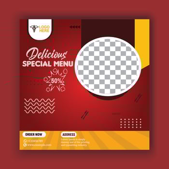 Social media food poster for a delicious special menu. vector