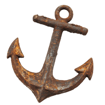Aged Rusted Metal Anchor Vintage Design on transparent background. png