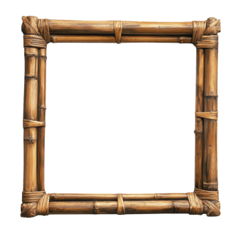 Empty Bamboo Frame for Showcase on transparent background. png
