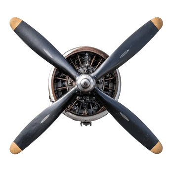 Airplane Propeller Mechanism Close up on transparent background. png