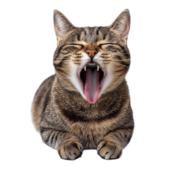 Adorable Yawning Tabby Cat on transparent background. png
